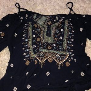 Navy off the shoulders blouse